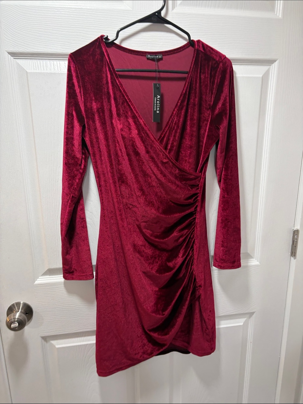 NWT Red Velvet Mini Dress Ruched Holiday Party Dress M